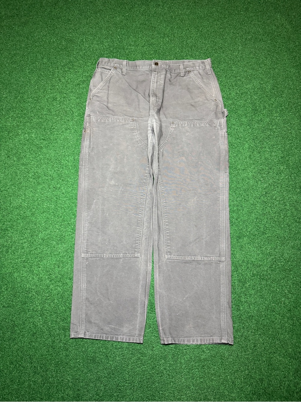 Carhartt Double Knee B136 GVL Carpenter Canvas Hip Hop Grunge 38x30 Pants Jeans - Picture 1 of 12